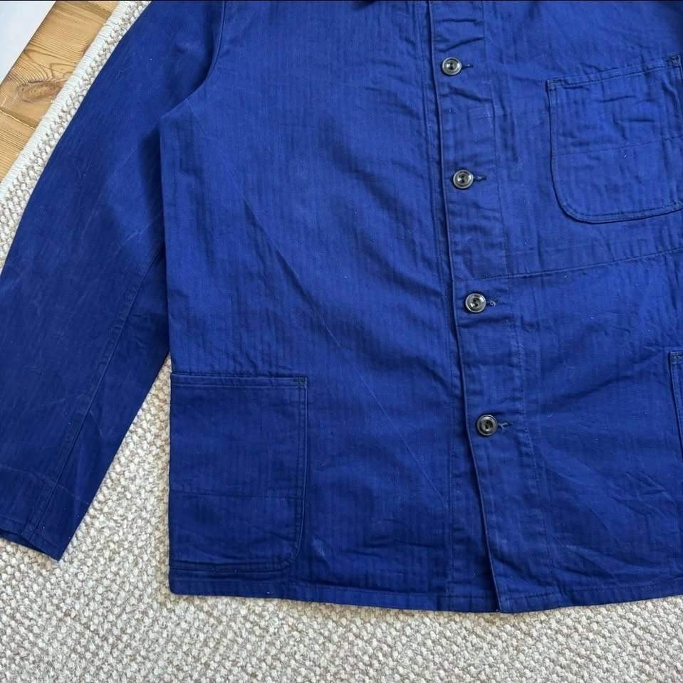 Vintage Herringbone HBT Twill French Navy Blue Chore Jacket - photo 4