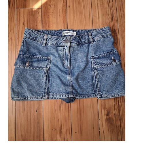 Garage Denim Medium Wash Cargo Skort Womens Size M