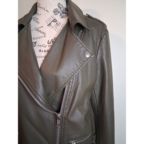 Forever 21 Olive Green Faux Leather Moto Biker Jacket