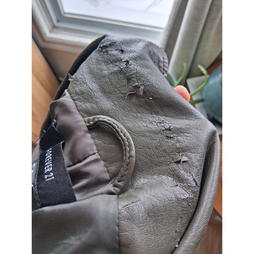 Forever 21 Olive Green Faux Leather Moto Biker Jacket - photo 5