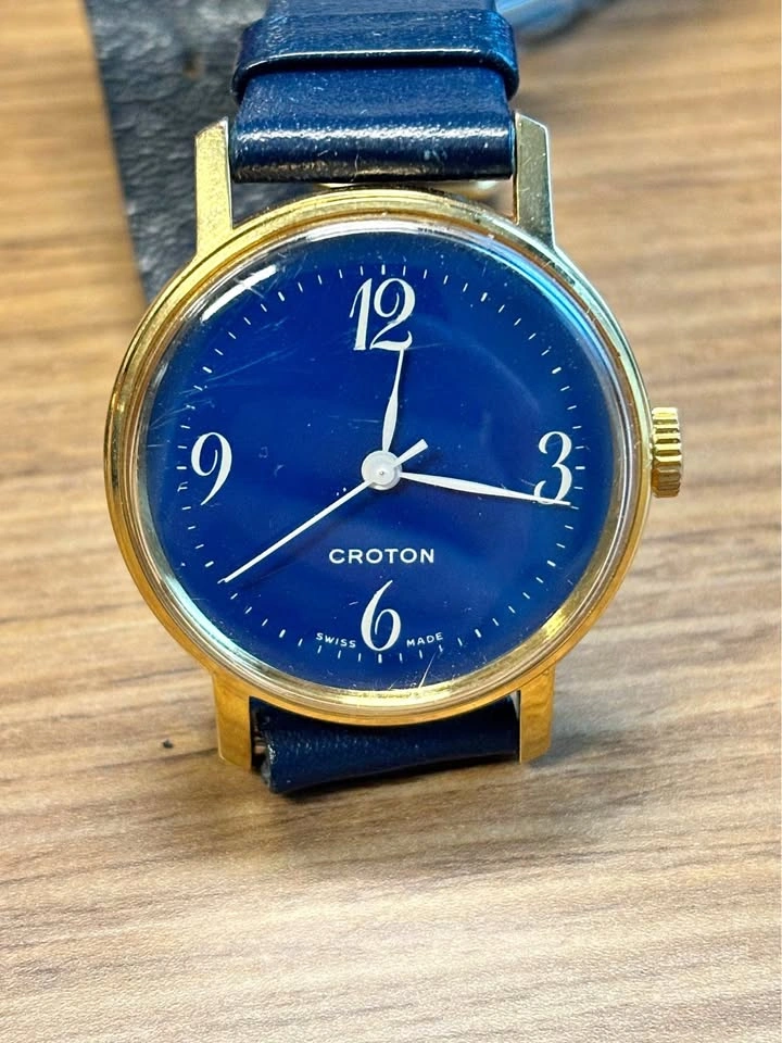 Swiss made Croton vintage watch, rare blue dial
