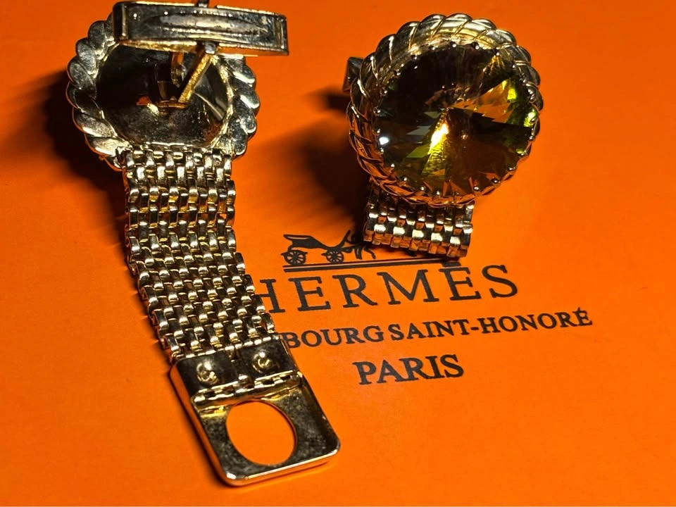 Vintage Gold plated Mesh Wrap-Around Cufflinks - photo 2