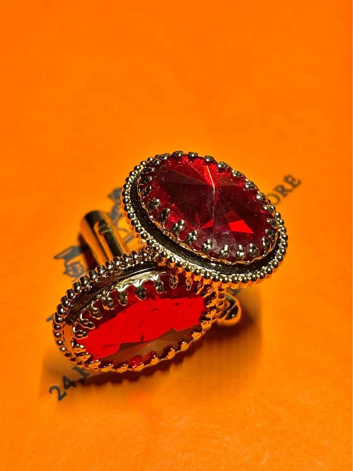 Gold-Toned Red Gemstone Cufflinks