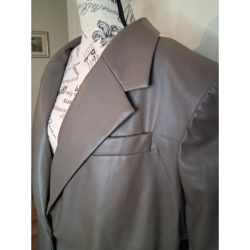 Design Lab Womens 3X Faux Leather Oversized Blazer Taupe - photo 3