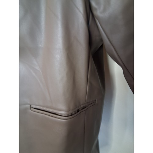 Design Lab Womens 3X Faux Leather Oversized Blazer Taupe - photo 4