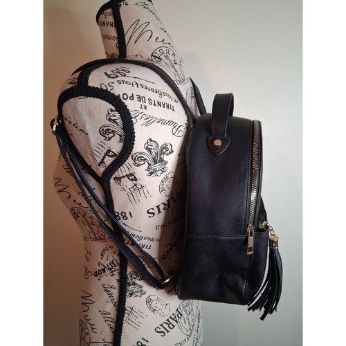 Ardene Black Faux Leather Mini Backpack Saffiano Texture - photo 3