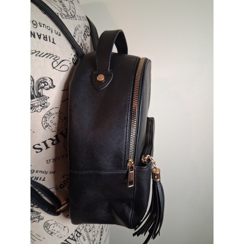 Ardene Black Faux Leather Mini Backpack Saffiano Texture - photo 4