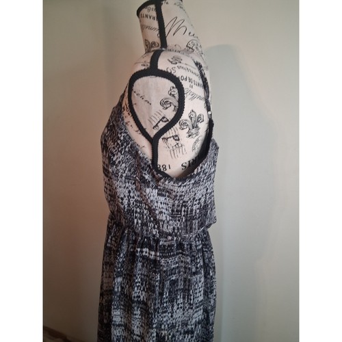Dex Womens Black White Abstract Print Elastic Waist Maxi Dress - photo 4