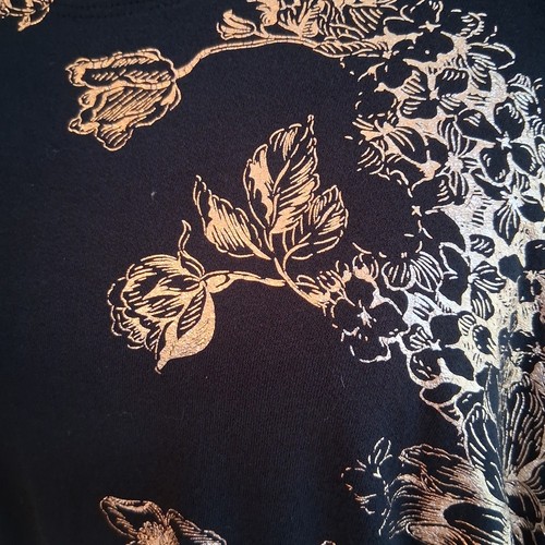 Kim & Cami Womens Black Rose Gold Floral Foil Dolman Top M - photo 3