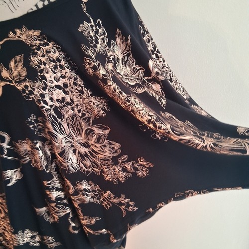 Kim & Cami Womens Black Rose Gold Floral Foil Dolman Top M - photo 4