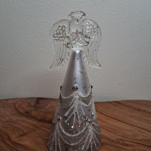 Pier 1 Silver and Clear Glass Angel Figurine