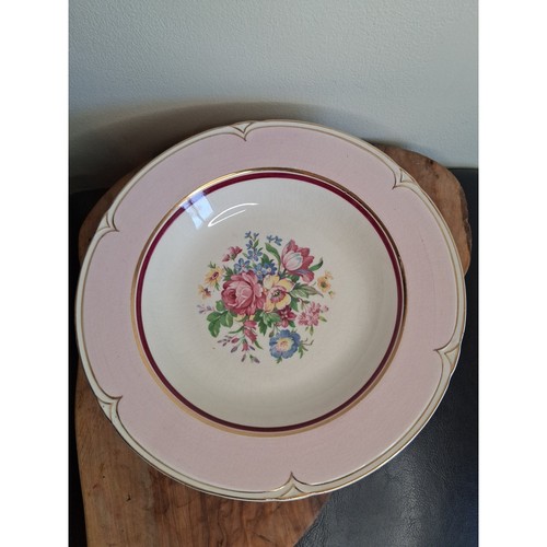 Vintage Morley Ware England Pink Floral Scalloped Soup Bowls Set - photo 2