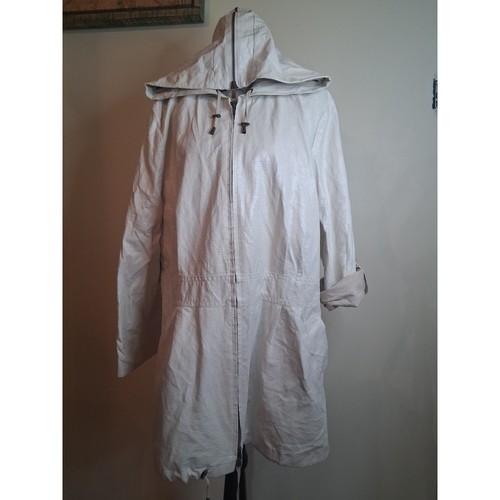 Womens Cream Snakeskin Embossed Hooded Parka Jacket Size 16