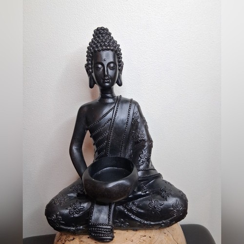 Serene Black Meditation Sculpture
