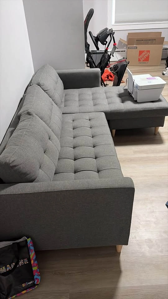 Grey Fabric Sectional Sofa