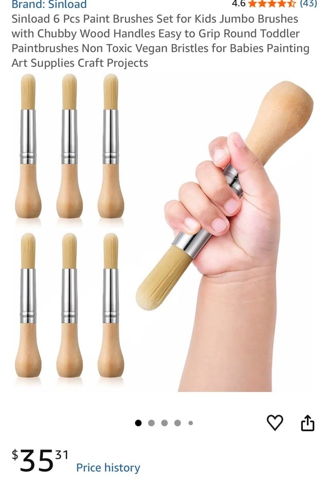Sinload 6 Pcs Jumbo Paint Brushes Set for Kids - photo 2