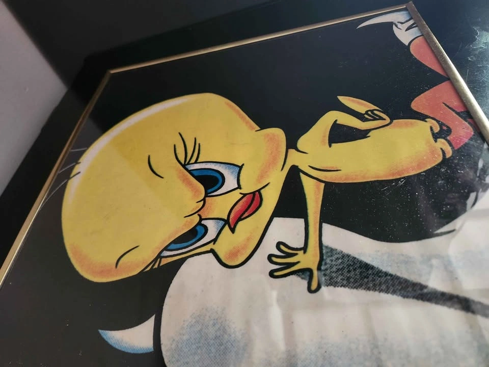 Framed Looney Tunes Tweety Bird Art 1995 vintage 🏈 - photo 3