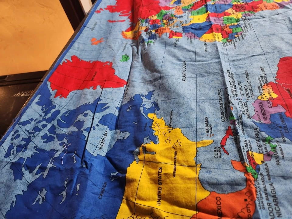 World map fabric panel, Fabric Traditions 1998, quilters cotton - photo 5