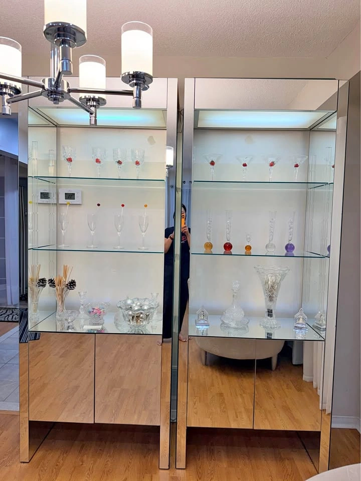 2 Mirror Wall Display Cabinet with light