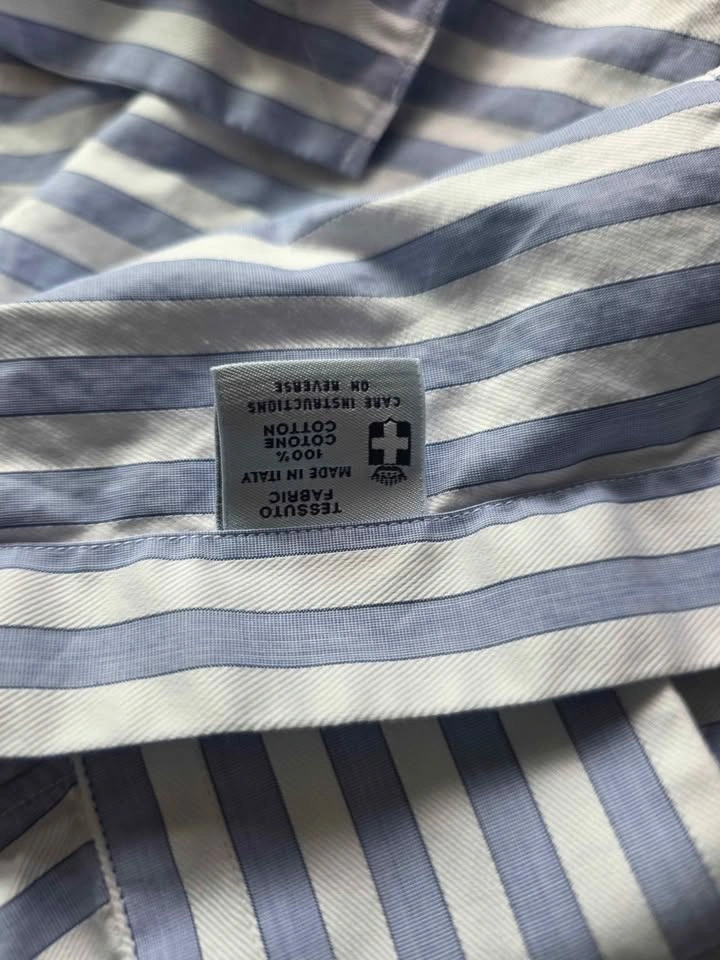 Truzzi Milano Blue & White Striped 100% Cotton Dress Shirt - photo 3