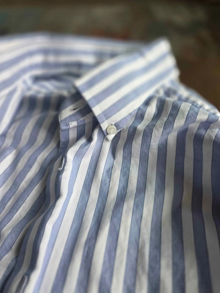 Truzzi Milano Blue & White Striped 100% Cotton Dress Shirt - photo 4