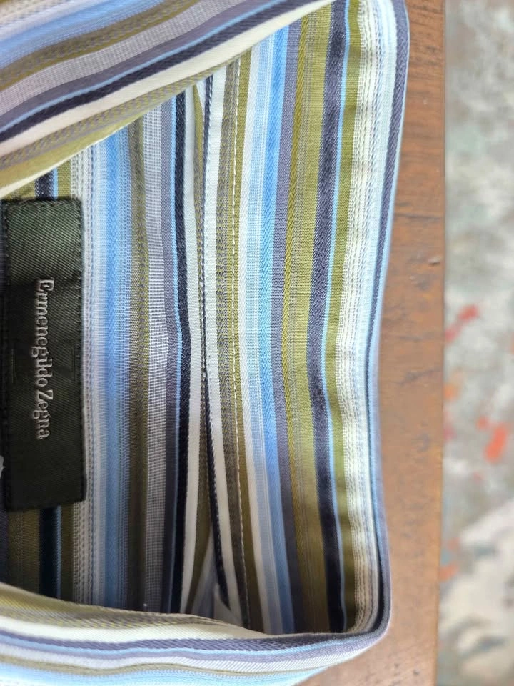 Ermenegildo Zegna Luxury Multi-Stripe Long Sleeve Dress Shirt - photo 2