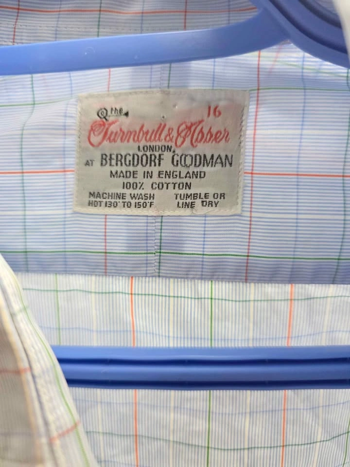 Turnbull & Asser Bergdorf Goodman Sea Island Cotton Shirt Sz 16 - photo 2