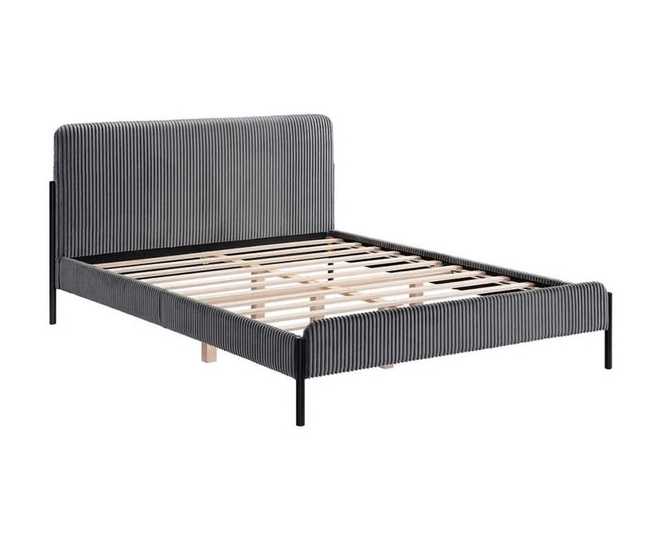 Grey Corduroy Platform Bed- Full or Queen - photo 2