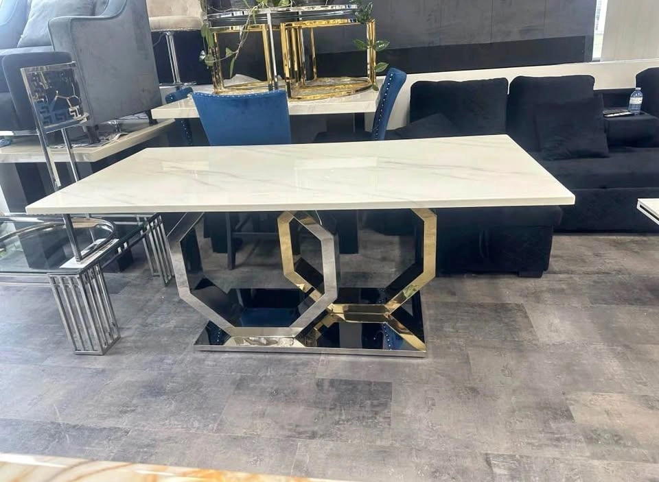 72" White Marble Dining Table