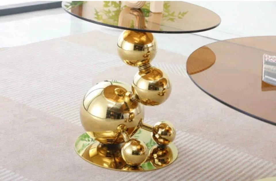 2 PC Gold Glass Coffee Table Set - photo 2