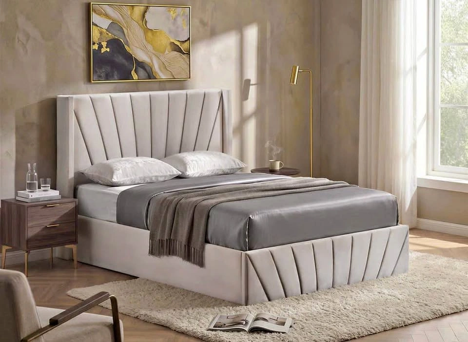 Velvet Hydraulic Lift Storage Bed- Queen or King