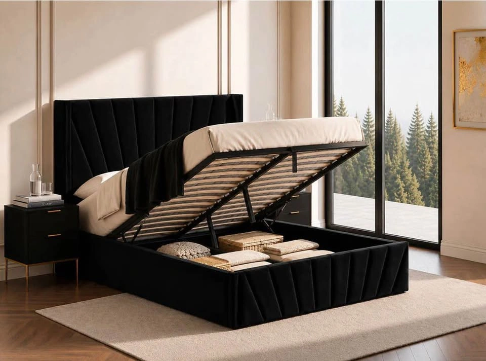 Velvet Hydraulic Lift Storage Bed- Queen or King - photo 4