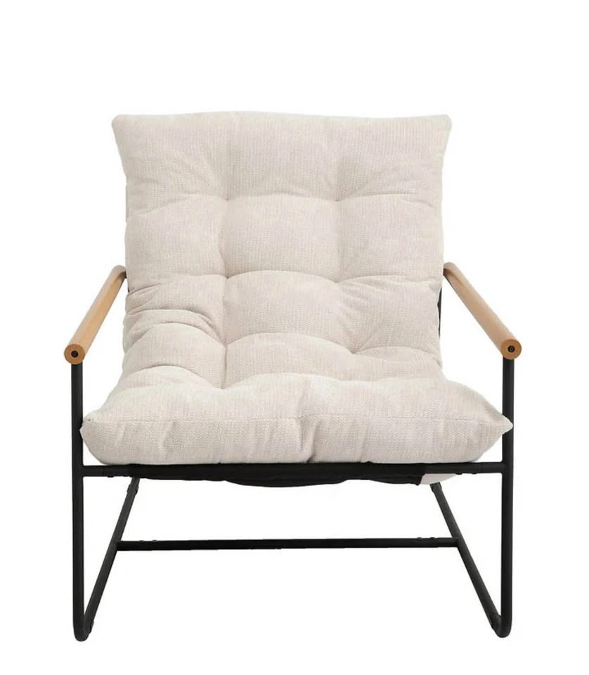 Soft Beige Cream Fabric Lounge Accent Chair - photo 3