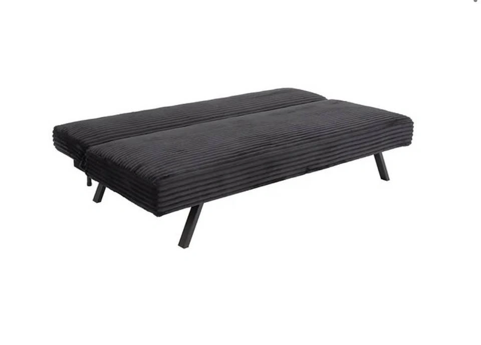 Rich Black Corduroy Split Back Sofa Bed - photo 2