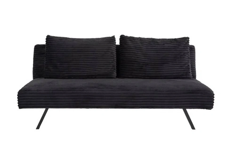 Rich Black Corduroy Split Back Sofa Bed - photo 5