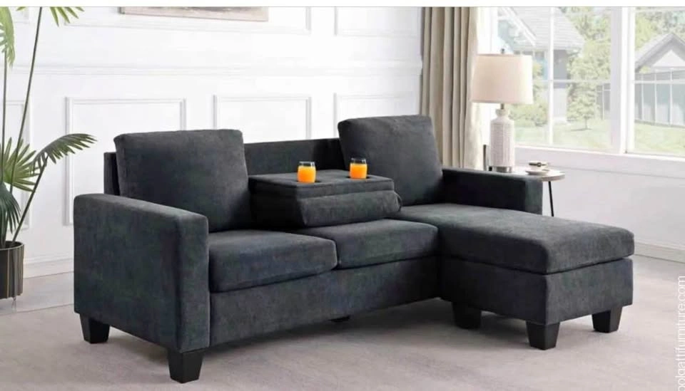 Fabric Sectional Sofa With Drop Down Cup Holders