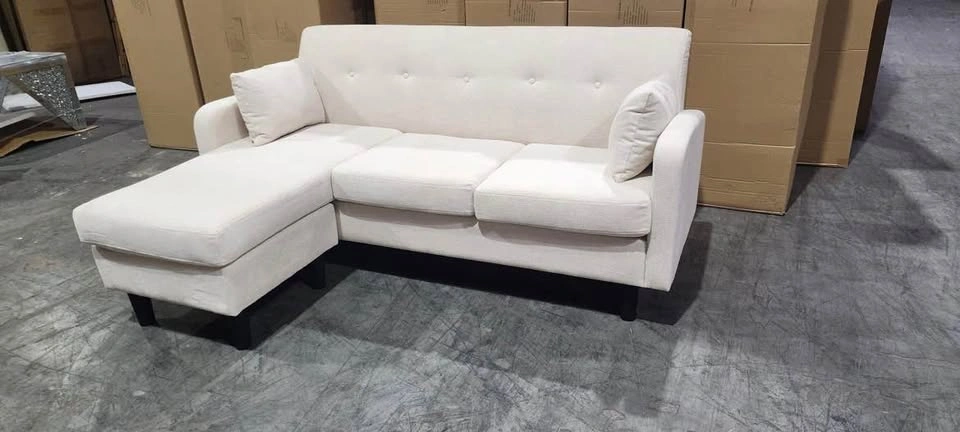 Cream Fabric 3 Seater Sectional Sofa With Throw Pillows - photo 3