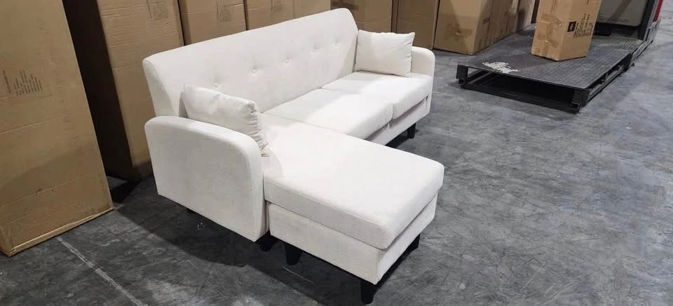 Cream Fabric 3 Seater Sectional Sofa With Throw Pillows - photo 4