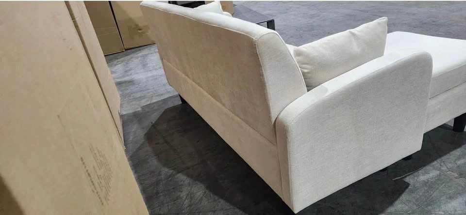Cream Fabric 3 Seater Sectional Sofa With Throw Pillows - photo 5