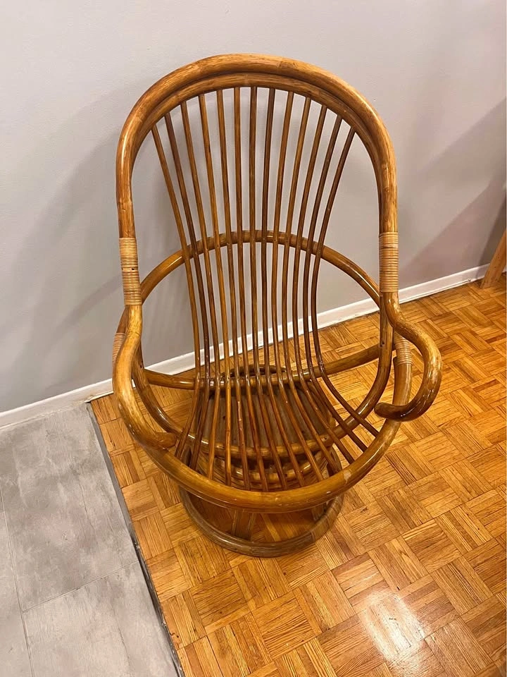 Vintage Rattan Swivel Rocker Chair