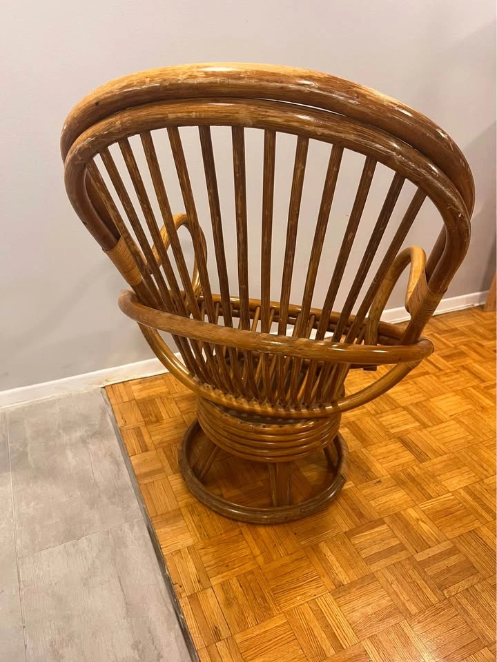 Vintage Rattan Swivel Rocker Chair - photo 4