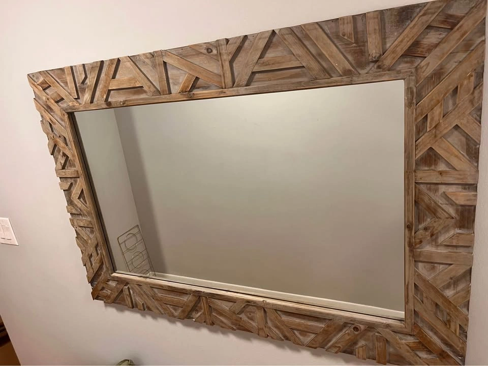 Large Rustic Reclaimed Wood Wall Mirror - photo 2