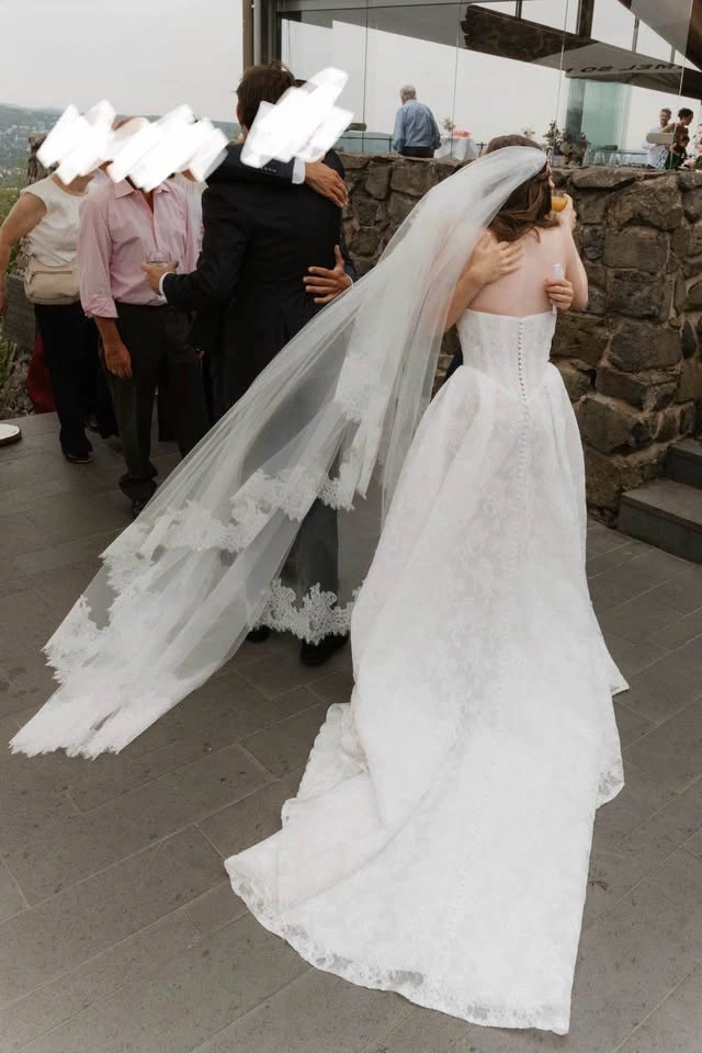 Evie Young French Lace Basque Waist Wedding Dress - photo 4