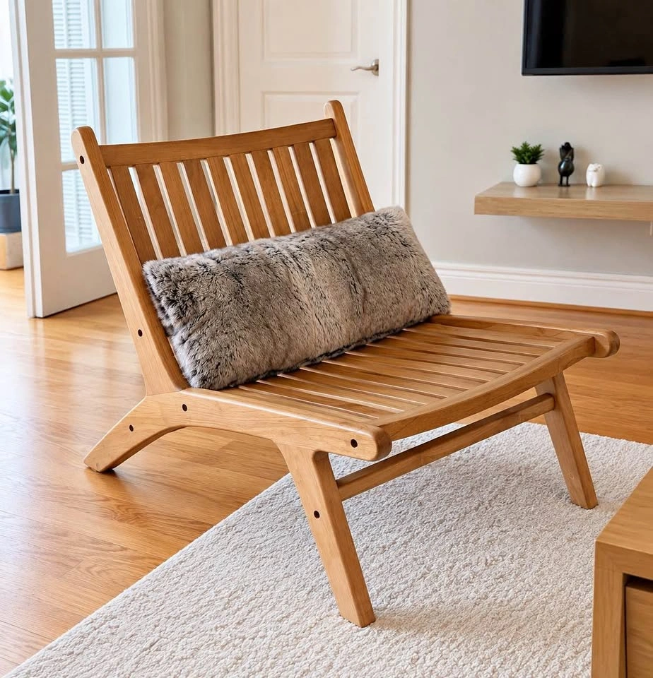 Wooden Structube Lounge Chair + Bouclair Cushion