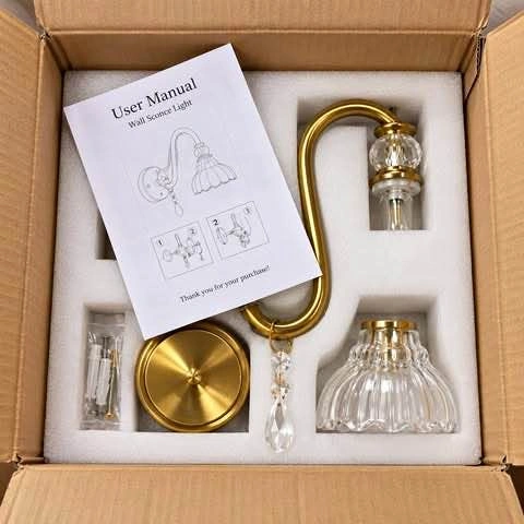 Gold Crystal Wall Sconce – Brand New