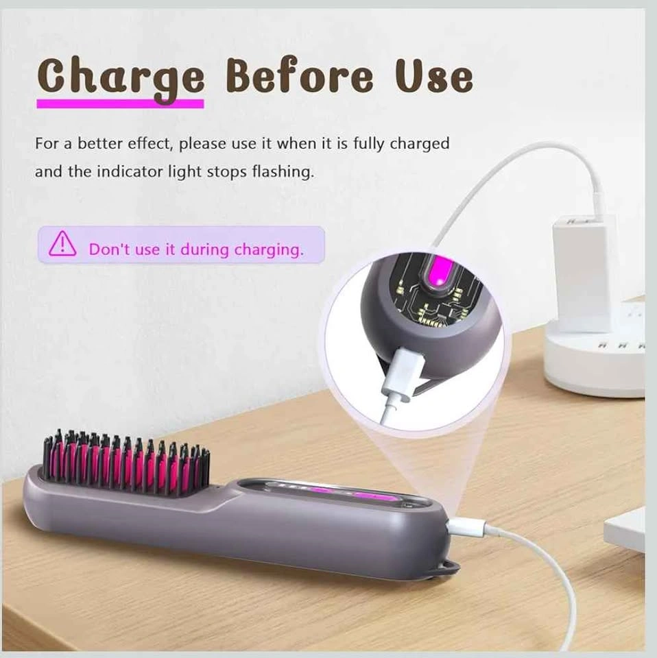 Brand new open box Cordless Hair Straightener Brush 9600mAh - photo 4