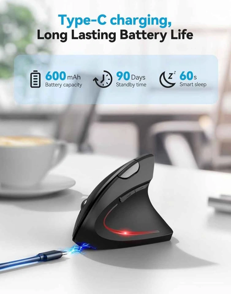 Brand new TECKNET Rechargeable Wireless Ergonomic Vertical Mouse - photo 4