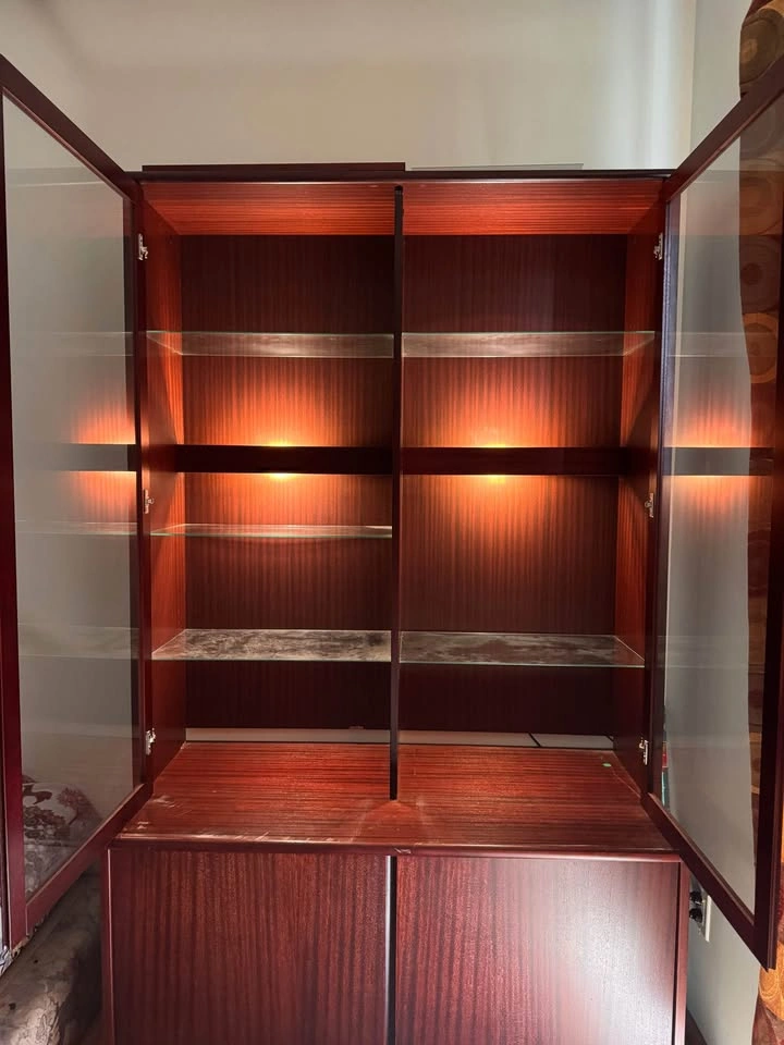 Wooden Display Cabinet with Glass Doors and Lighting - photo 2