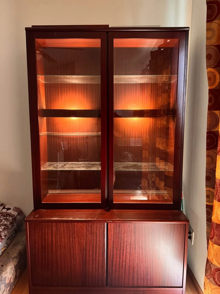 Wooden Display Cabinet with Glass Doors and Lighting - photo 3