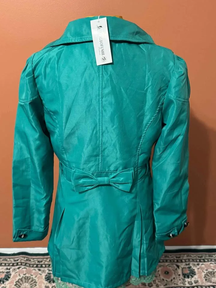 💚Dize M Brand New Teal Trench Coat + Pearl Necklace image indicator(2)